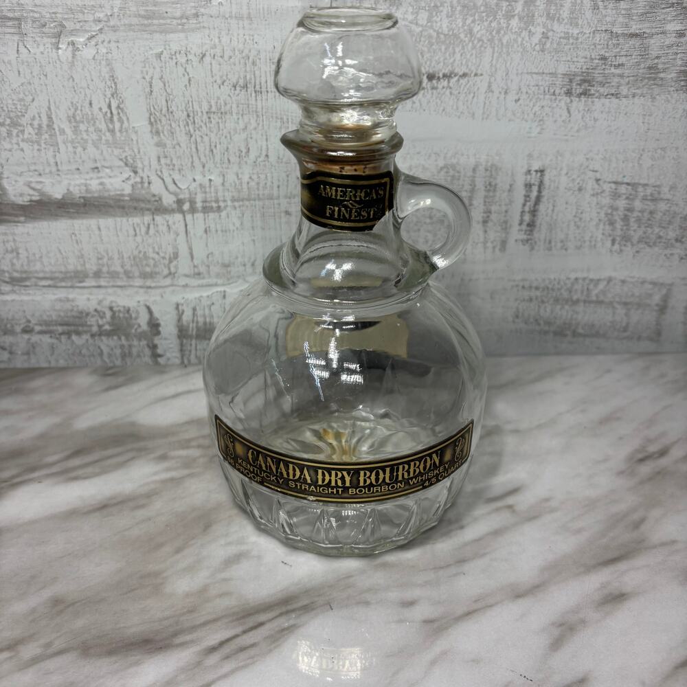 Vintage Canada Dry Bourbon Textured Glass Decanter with Stopper